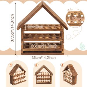 Rustic Wooden Egg House Holder 3 Tier Farmhouse Chicken Egg <b>Storage</b> <b>Rack</b> <b>for</b> Kitchen Countertop - Decorative Display Stand - Product Image 3