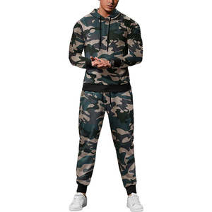 Custom Men's Camouflage Tracksuit Set 2 Piece Hoodie and Jogger Pants Slim Fit Sportswear Athletic Gym Sweatsuit Streetwear - Product Image 1