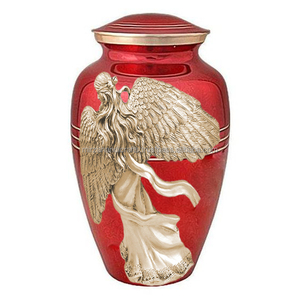 Tendance Ailes d'un ange Urne classique en laiton massif rouge de style américain Urne funéraire céleste commémorative Urne de crémation pour les cendres humaines - Product Image 1