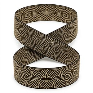 Cinta Jacquard Metálica Negra y Dorada de 50 mm de Neelkamal Industries, Adorno Tejido con Triángulos Geométricos para Lazos, Prendas de Lujo y Disfraces - Product Image 3