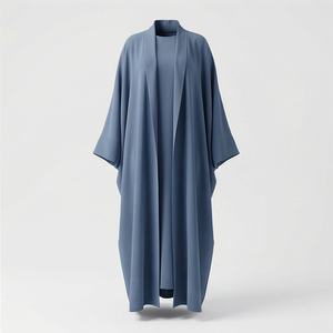 Robe longue à la cheville, style Abaya islamique, pour femmes musulmanes, ouverte, élégante, traditionnelle, taille personnalisée, en polyester léger - Product Image 1