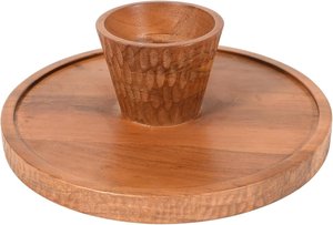 Support à dessert rond fait main avec un design sculpté, plateau à gâteau en bois avec couvercle en dôme pour la maison, la cuisine et la décoration de fête - Product Image 6