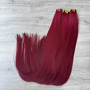 Prix de gros 100% brut vierge vietnamien humain dentelle trame os droit cheval couleur sang Super Double Drawn Extensions de cheveux - Product Image 5