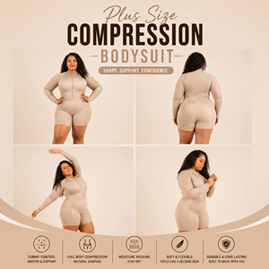 Traje de baño enterizo corto de talla grande para mujer, de manga larga con media cremallera, de poliéster y elastano - Product Image 5