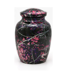 Urnes funéraires en laiton de haute qualité et classiques avec bande étain et urnes funéraires en métal fini marbre bleu - Product Image 3