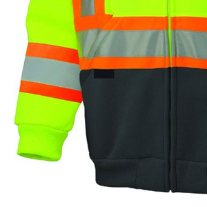 Sweat-shirts à capuche en polaire polyester haute visibilité pour hommes, jaune/vert, ignifuges, haute visibilité, sécurité, conception OEM - Product Image 3