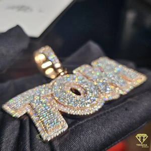 Luxury " TOM " Pendant Necklace <b>Iced</b> <b>Out</b> Moissanite Diamond Cuban <b>Chain</b> Bling Jewelry For Him Her - Product Image 4