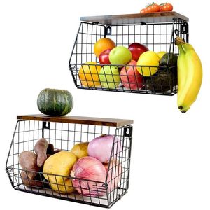 Panier de rangement mural pour cuisine, organisateur de cuisine en métal durable, adapté aux légumes et aux condiments - Product Image 6