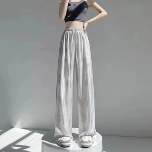 High Waist Loose Wide Leg Pants Women Summer 100% Cotton Breathable Quick Dry Tie Dye Elastic Waist Full Length Casual <b>Trousers</b> - Product Image 2