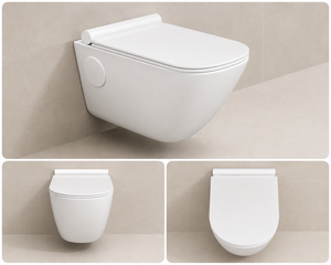 Inodoro de Cerámica Alargado de Una Pieza con Descarga Tornado, Cierre Suave, Sifón en P, Montaje en Pared, Moderno, para Baños de Apartamentos y Hoteles - Product Image 4