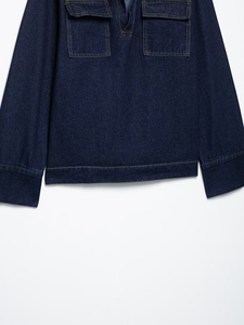 Unisex <b>Vintage</b> Washed Denim <b>Bomber</b> <b>Jacket</b> Casual Eco-Friendly Anti-Bacterial Wool Lined Winter Streetwear <b>Jacket</b> - Product Image 4
