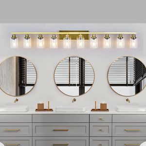 Modern 52-inch Gold Bathroom Vanity Lighting 10-<b>Light</b> Wall <b>Sconces</b> for Bedroom and Living Room - Product Image 3