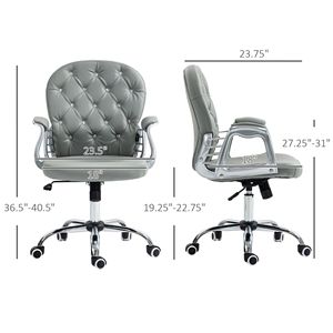 Silla de Oficina Ejecutiva Gris con Reposabrazos Acolchados y Ruedas Giratorias - Product Image 3