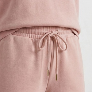 Ensemble 2 pièces tricoté rose pour femme, col rond, manches courtes, coupe ample, couleur unie, décontracté, printemps-été, longueur au-dessus du genou - Product Image 5