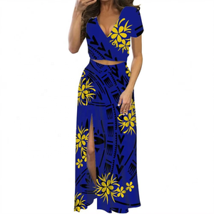 Robes d'été polynésiennes, samoanes, fidjiennes pour femmes, Puletasi, motifs personnalisés, ensembles pour femmes, robe maxi Samoa pour femmes - Product Image 1