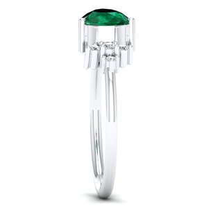 REYES New Arrival 14K White Gold 1.5CT Emerald Gemstone Solitaire Ring Classic Design Moissanite Birthstone Jewelry For Women - Product Image 3