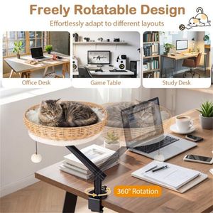 Cuccia per Gatti da Scrivania Girevole a 360 Gradi 2-in-1 con Sfera Sonora - Naturale + Nero + Bianco - Product Image 4