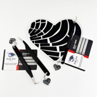 Pince à cils professionnelle Lucky Lash Tools pour volume, anti-statique, avec poignée diamant noir et blanc, en acier inoxydable, motif cœur