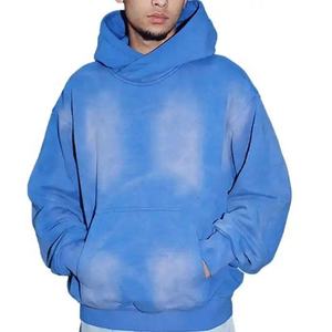 เสื้อฮู้ดดี้ผู้ชายทรงโอเวอร์ไซส์ สีซีดจาง สไตล์วินเทจ ผ้าฝ้าย 100% หนานุ่ม ซักแบบดิสเทรส สตรีทแวร์ ผลิตโดยโรงงาน OEM - Product Image 1