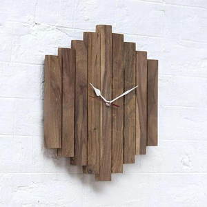 Horloge murale en bois élégante et durable de style Art Déco, à quartz analogique, artisanale, pour la décoration de la maison, mariage, salon, chambre, bureau - Product Image 1