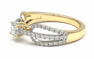 Anillo de Diamantes Redondos para Mujer, Diamantes Naturales y Cultivados en Laboratorio - Product Image 2