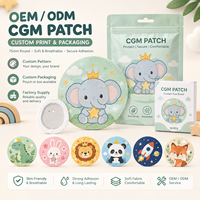 Patchs CGM Imprimés Animaux Mignons 75mm en Gros OEM ODM – Tissu Doux Imperméable et Hypoallergénique pour la Protection du Capteur de Diabète