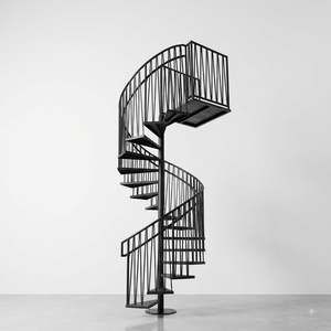 Escalera de Caracol de Hierro Forjado con Barandillas Tubulares Resistentes al Óxido, Fácil Montaje DIY, Diseño Moderno para Balcón, Uso Interior/Exterior - Product Image 1