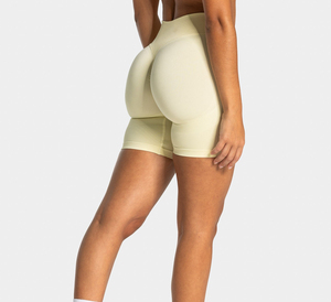 Shorts de Yoga con Logotipo Personalizado para Mujer, Cintura de Color Contrastante, Shorts Deportivos Ecológicos, Ajuste Delgado, Ropa de Gimnasio, Leggings Atléticos, Servicio OEM - Product Image 2