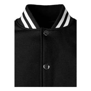 Chaqueta Universitaria de Béisbol de Cuero con Doble Manga y Logotipo Bordado Personalizado, Chaqueta Varsity Negra para Hombre - Product Image 4