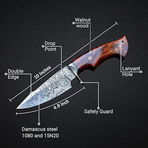 Hunting Knife 150 Layer Damascus Steel Straight Half Tang Rosewood Handle 10-inch Industrial Grade <b>Multi</b>-Functional <b>Camping</b> - Product Image 2
