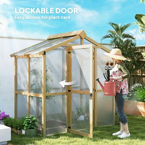 Serra in Policarbonato Walk-In 6.5FT X 4FT X 6.7FT con Finestra a Temperatura Automatica e Porta Bloccabile, Telaio in Legno, Copertura in Mylar - Product Image 6