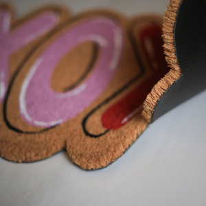 XOXO Love Shape Coco Brush <b>Doormat</b> PVC Backed Decorative Coir Door Mat Designer Entrance Mat <b>Custom</b> Novelty Shape Floor Mat - Product Image 5