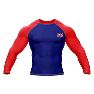 Custom High Quality Mens BJJ Rashguards Sets Breathable 100% Polyester Full <b>Sleeve</b> Solid Pattern V-neck Quick Dry OEM Customized - Product Image 1