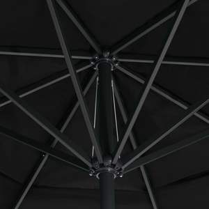 Parasol de jardin noir en polyester avec revêtement PA, parasols et bases élégants en aluminium pour patio - Product Image 5