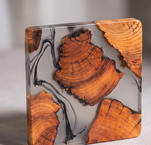 Sous-verres personnalisés en résine époxy et bois, carrés et ronds, sans support - Product Image 4