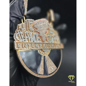 Collier pendentif logo Iced Out Entertainment avec diamants VVS cultivés en laboratoire et bijoux hip-hop en argent sterling 925 - Product Image 3