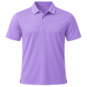 Polo pour homme personnalisé, violet, manches courtes, mélange de polyester et de coton, respirant, vêtements décontractés de golf - Product Image 1