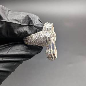 Luxury 925 <b>Silver</b> Cross Cocktail <b>Ring</b> With Baguette Cut Diamond Pave Setting Religious Christian Unisex Jewelry - Product Image 5