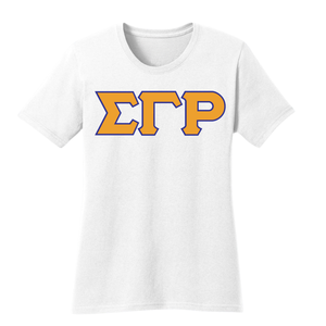 T-shirt brodé avec les lettres grecques Sigma Gamma Rho, vêtements de sororité personnalisés, t-shirt en coton, streetwear décontracté, mode universitaire, vente en gros - Product Image 1