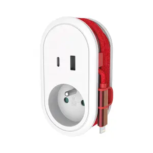 Adaptateur d'alimentation de voyage universel français IP20 PC 230v avec chargeur 2 USB et câble de charge