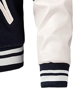 Custom Made Men Winter Knitted Varsity Letterman Button Windproof Waterproof Breathable Plus Size <b>Sheep</b> Fur <b>Jacket</b> - Product Image 5