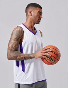 Custom Team Basketball Jerseys Sleeveless <b>V</b>-neck Polyester/Cotton Digital Print Manufacturer Wholesale Basketball Uniform Sets - Product Image 3