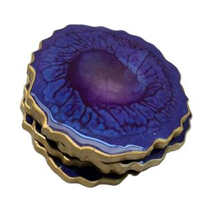 Ensemble de 4 sous-verres en résine et agate de luxe parfaits pour la décoration intérieure et les cadeaux Résine multicolore Prix de gros - Product Image 1