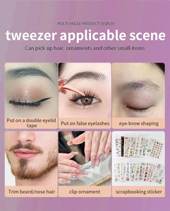 Pinzas de Cejas Inclinadas de Acero Inoxidable Tipo Espada, Set de Pinzas para Cejas y Pestañas - Product Image 6