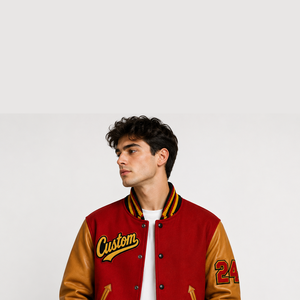 Veste bomber en laine polaire pour homme avec logo personnalisé, broderie, patchwork, réversible, écologique, style universitaire - Product Image 6