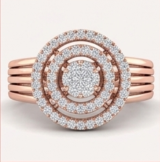Anillo de Diamantes Naturales con Corte Brillante Redondo para Mujer, Oro Rosa de 14K, Estilo Romántico, Regalo de Compromiso y Aniversario para Ella - Product Image 4