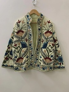 Poncho de Algodón Bordado con Flores Estilo Bohemio, Cuello en V, Manga Larga, Ropa Exterior para Mujer, Estilo Casual de Primavera - Product Image 2