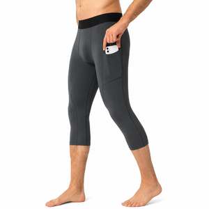 Leggings de compression personnalisés pour hommes, longueur intégrale, pour entraînement sportif, avec poche, couche de base - Product Image 4