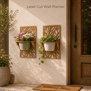 Support mural pour plantes en bois de luxe découpé au laser, écologique, support mural pour plantes avec un design artistique rustique pour la maison moderne - Product Image 2