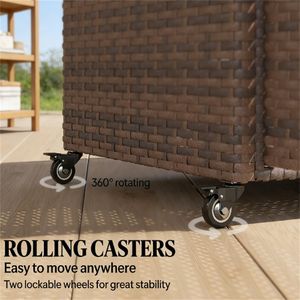 Chariot de service de bar extérieur en rotin avec étagère de rangement – Produit polyvalent et durable - Product Image 2